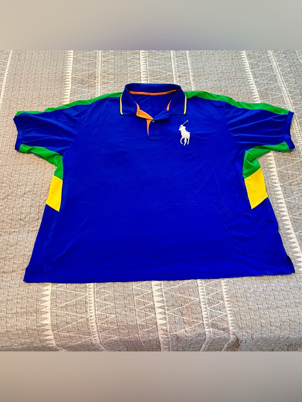 Polo Ralph Lauren Big Pony Colorblock Polo Shirt Blue Green XXL Mens